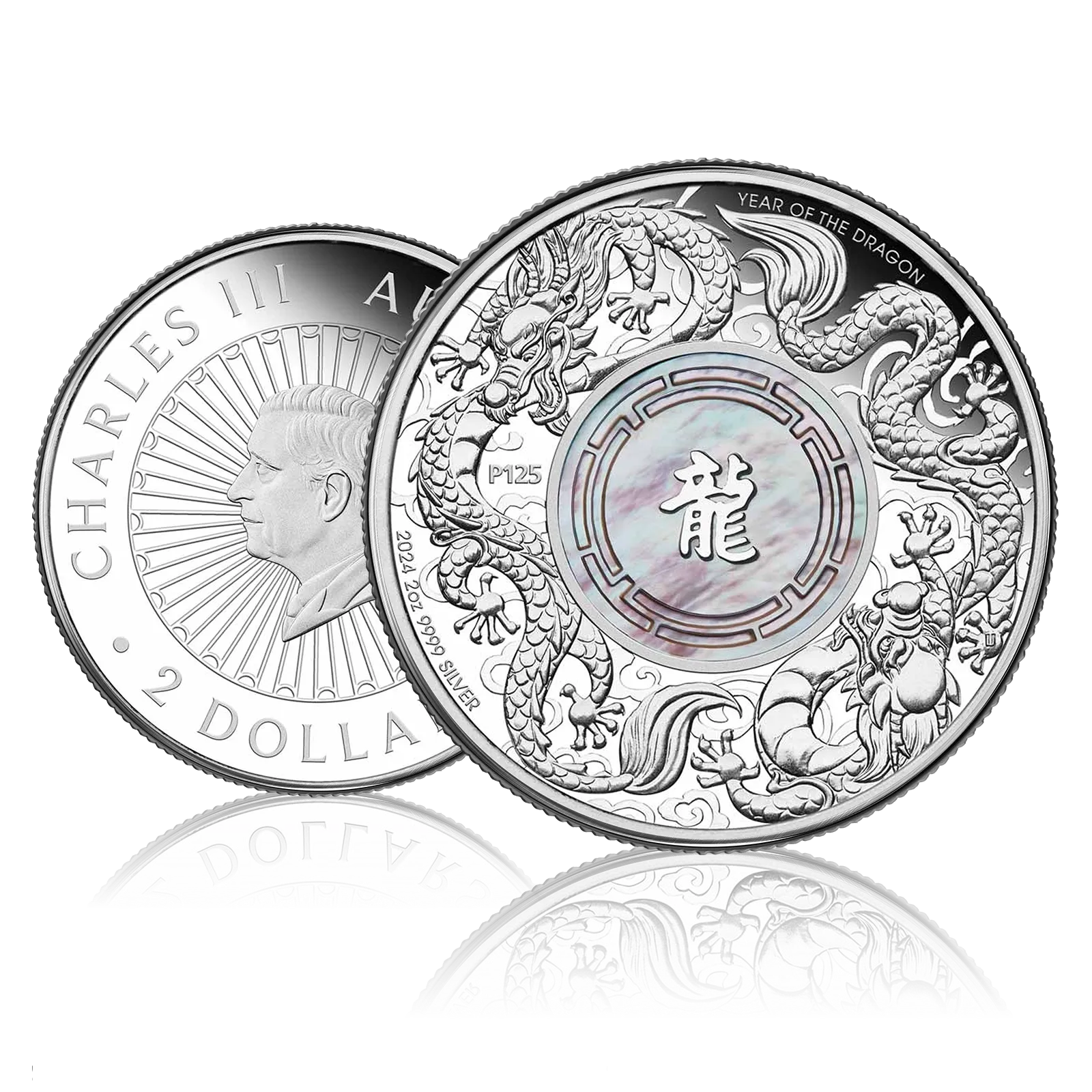 2oz Silver Double Dragon & Pearl Coin (2024) 4